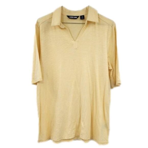 Lands' End Tops - LANDS END Yellow Polo Short Sleeve Shirt Womens Size Medium M